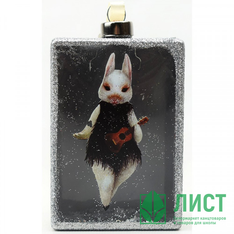 Украшение декоративное "Джазовый зайчик в серебре" 11,4см арт.89902