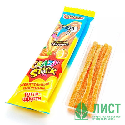 Жевательный мармелад Crazy Gummy Crazy Stick 20гр Тутти-фрутти в кислой обсыпке (Ст.24) Жевательный мармелад Crazy Gummy Crazy Stick 20гр Тутти-фрутти в кислой обсыпке (Ст.24)