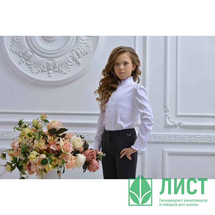 Брюки для девочки (ГЕРМИОНА) ткань 15 арт.600-15 размер 32/134 цвет черный/полоса