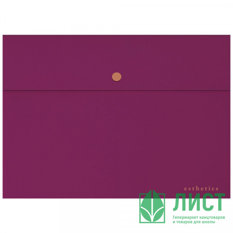 Папка-конверт на кнопке "deVENTE. Esthetics" A4 (320х235 мм) 350 мкм, фактура "soft-touch", непрозрачная бургунди арт.3072515