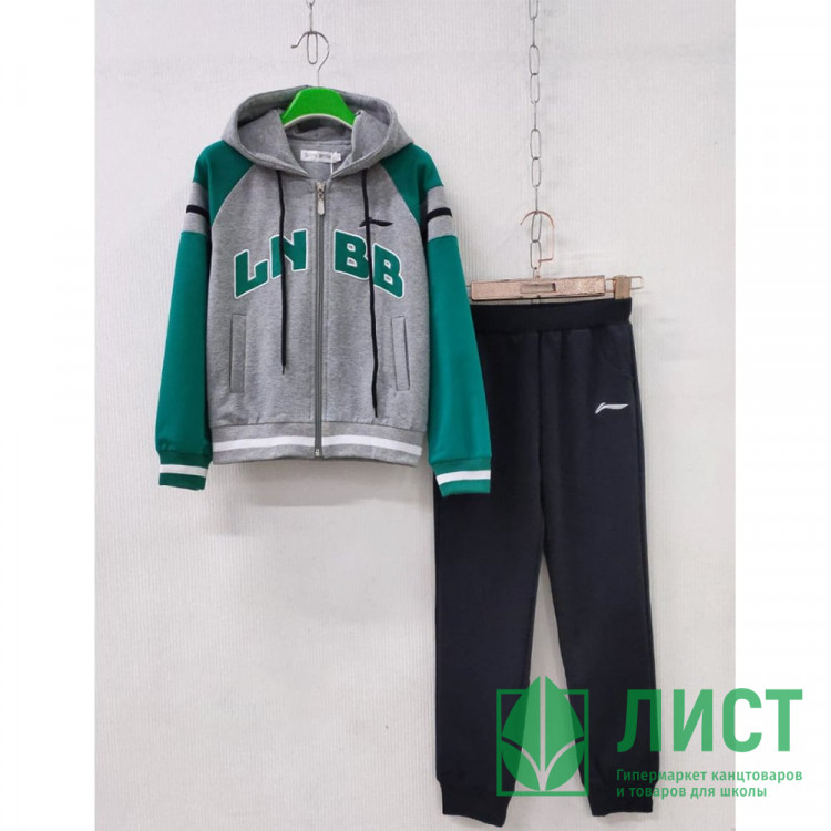 Костюм спортивный для мальчика артикул dux-2552-2 размер 32/128-46/170 цвет черный/бирюзовый/серый