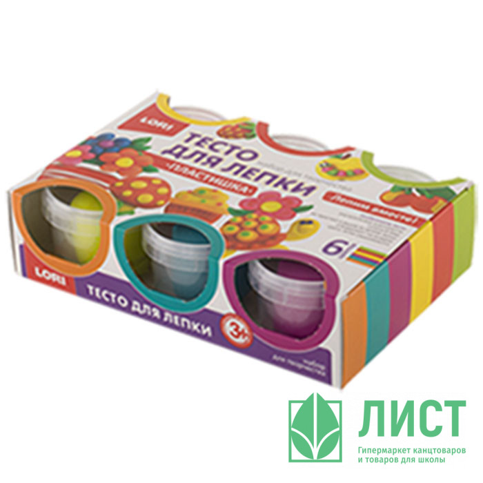 Тесто для лепки 6 цветов по 80 гр коробка LORI арт.Тдл-016