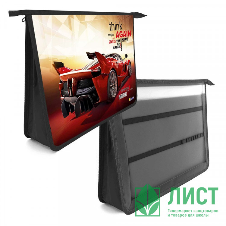 Папка школьная для труда А4 на молнии 2 отделения (Оникс) Авто люкс арт ПТ-Р13