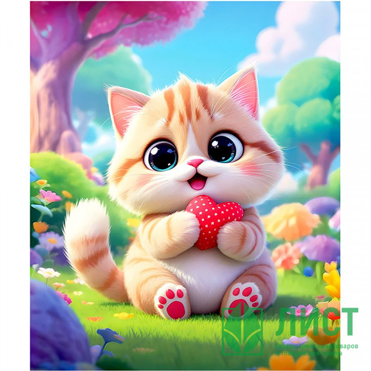 Алмазная мозаика 21х25см Mazari Котик частичное заполнение с мольбертом арт.M-12369