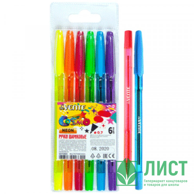 Набор ручек шариковых 6 цветов (deVENTE) Cosmo в пластиковый блистере арт.5073303