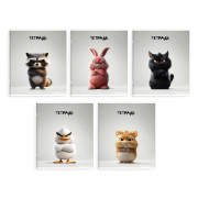 Тетрадь А5 клетка 48 листов скоба (Феникс) Сердитые звери выборочный твин-лак ассорти арт.68552