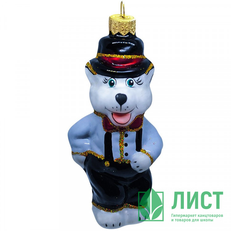 Украшение декоративное стекло 12см "Волк" п/у арт.ФУ-606