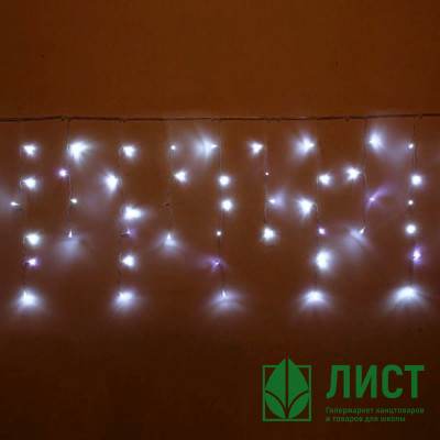 Гирлянда эл.д/улицы занавес Бахрома 3*0,4/0,6м 100LED &quot;Мерцание&quot; цв.белый (св.провод) 1реж IP-54 арт.183-289 Гирлянда эл.д/улицы занавес Бахрома 3*0,4/0,6м 100LED "Мерцание" цв.белый (св.провод) 1реж IP-54 арт.183-289
