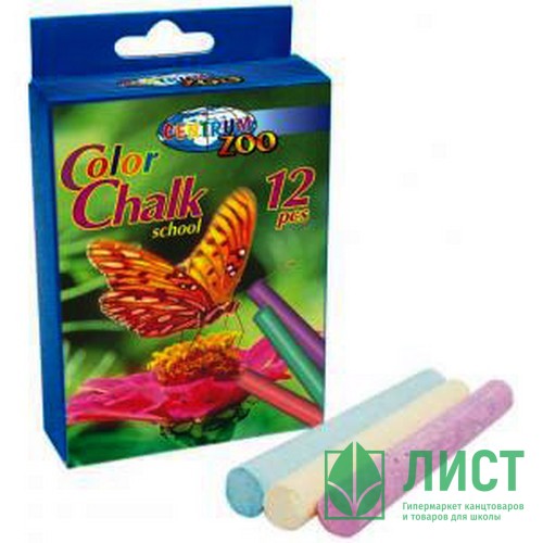 Мел школьный цветной 12 штук в упаковке (CENTRUM) круглый арт 80371