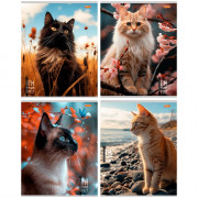 Тетрадь А5 клетка 96 листов скоба второй блок (Remix) Коты и природа цветная мелованная обложка арт.96-9531