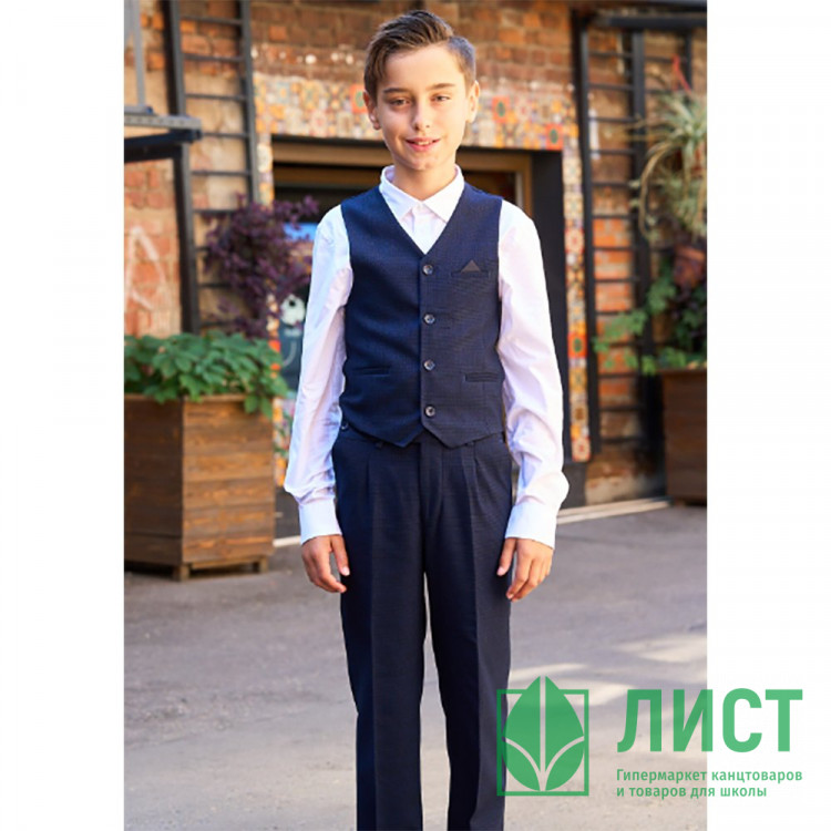 Жилет для мальчика (Praleska) артикул 25281 Сударь размер 30/128-42/164 цвет синий
