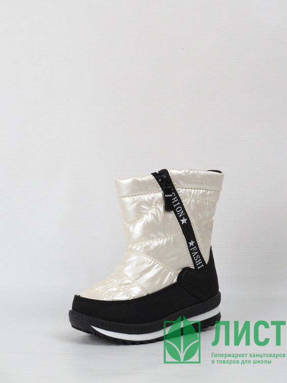 Дутики для девочки ( SaiJun) бежевый верх-искусственная кожа подкладка -натуральный мех артикул czz-1115-5