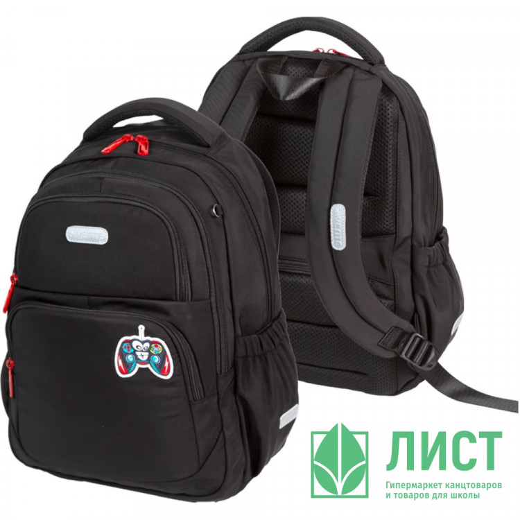 Рюкзак для мальчиков deVENTE Зум. Игровой монстр (Zoom. Game Monster) 38х30х19см черный арт.7033629