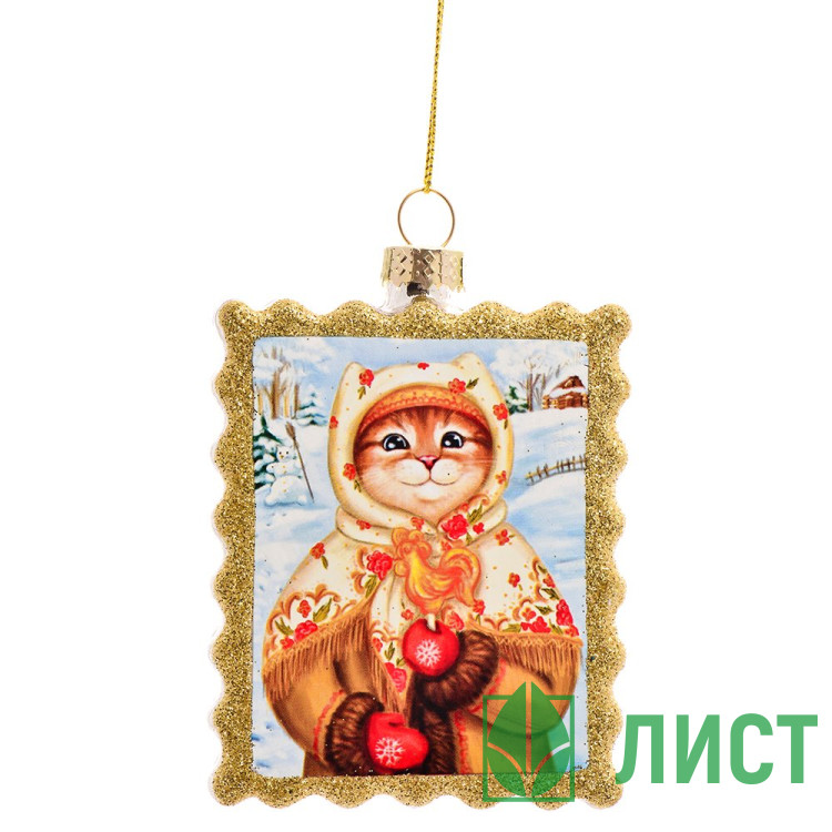 Украшение декоративное "Котик в платочке" 9,3см арт.89875