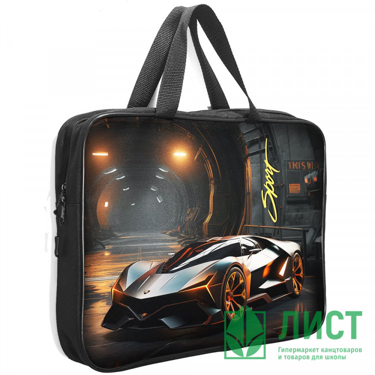 Папка А4 текстиль на молнии ручка-тесьма (Stavia) Машина мультиколор арт.89254