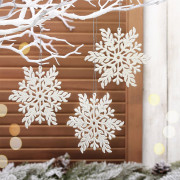 Украшение декор.подвеска "Снежинка волшебная" 11,5см 03шт/наб. цв.белый арт.916-1998