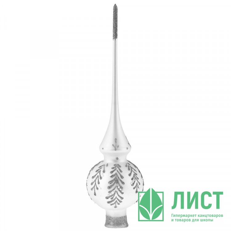 Наконечник на ёлку стекло 28см "Верхушка.Заснеженная ветвь 1" п/у арт.КВ-194148/1