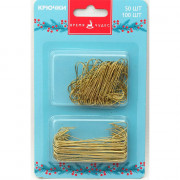 Крючки д/елочных игрушек 150шт/наб. (100шт 4см//50шт 6см) сталь с покрытием из цинка арт.88559