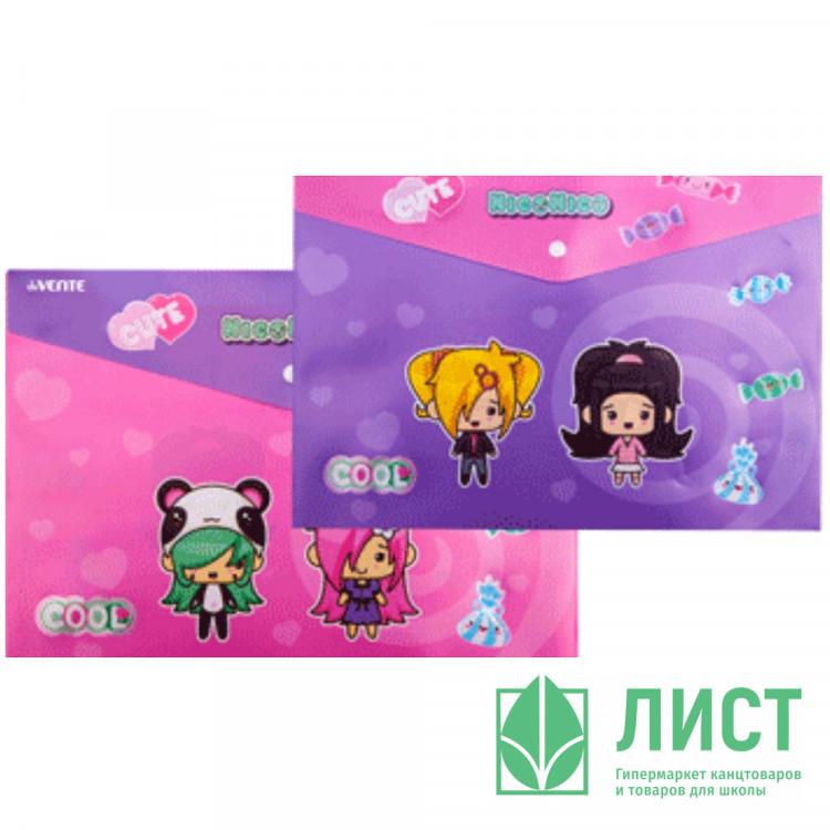 Папка-конверт на кнопке А4 (deVENTE) 180мкм NicoNico:-) арт.3071222