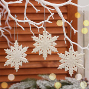 Украшение декор.подвеска "Снежинка" 06,5см 03шт/наб. цв.белый арт.196-260