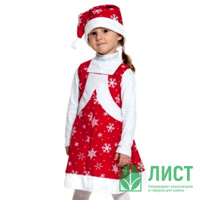 Костюм для девочки Мисс Санта (платье, колпачок) р.32/122 плюш арт.2045 Костюм для девочки Мисс Санта (платье, колпачок) р.32/122 плюш арт.2045