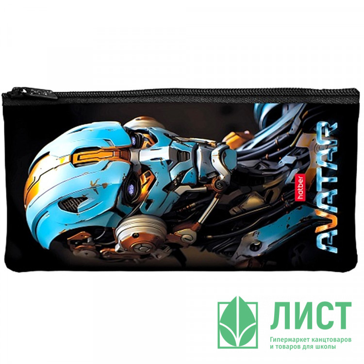 Пенал-косметичка 1 отделение плоский Hatber Аватар мягкий 205х110мм арт.NPk_63184