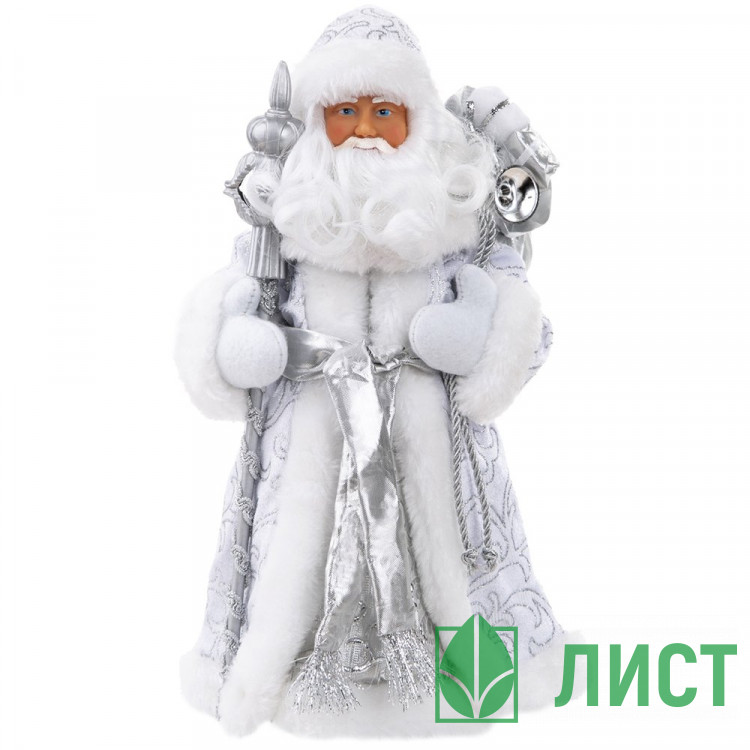 Игрушка декор. "Дед Мороз" 31,5см в серебрянной шубке арт.90704