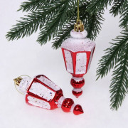 Фигурка на ёлку пластик 11см "Фонарик" 02шт/наб. цв.красный арт.916-0374