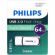 Флеш диск 64GB PHILIPS SNOW USB 3.0, белый/фиолетовый