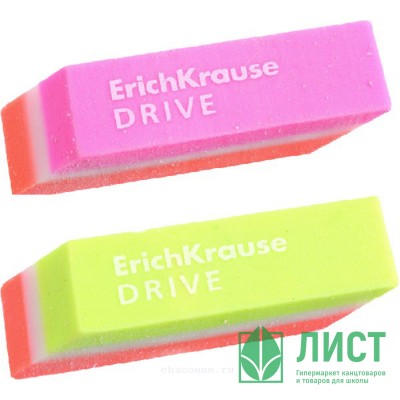 Ластик (ErichKrause) Drive 55*15*13мм цветной арт.35779 (Ст.36) Ластик (ErichKrause) Drive 55*15*13мм цветной арт.35779 (Ст.36)