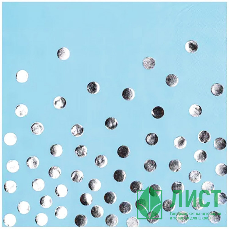 Салфетки Горошек серебро 6шт/наб. 33*33см арт.1502-2870