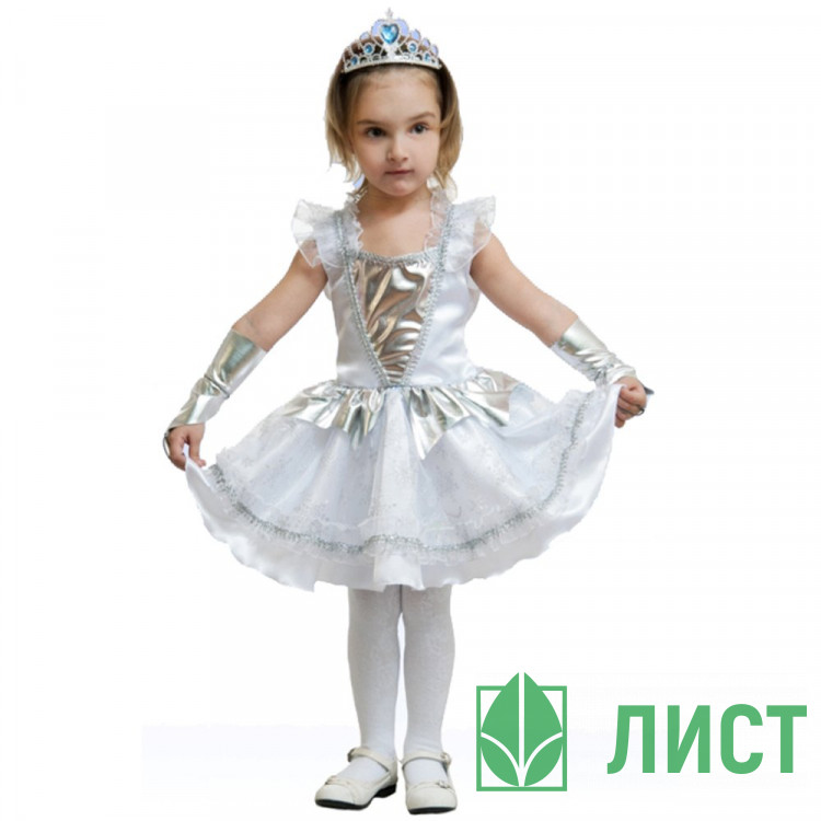Костюм для девочки Снежинка (платье,перчатки) р.26/104-30/116 ткань арт.189