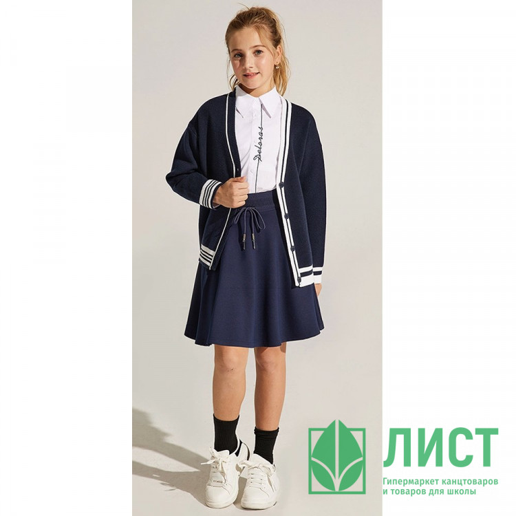 Кардиган для девочки (Делорас) арт.W64317 размер 34/134-44/164 цвет черно-белый