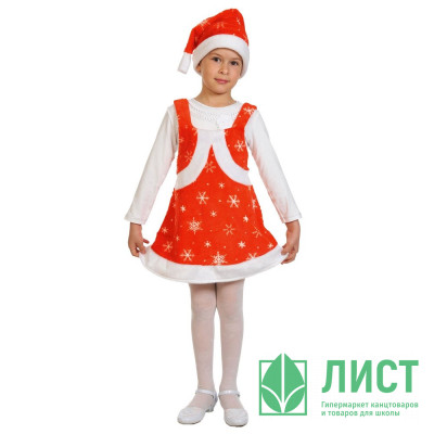 Костюм для девочки Мисс Санта (платье, колпачок) р.32/122 плюш арт.3045 Костюм для девочки Мисс Санта (платье, колпачок) р.32/122 плюш арт.3045