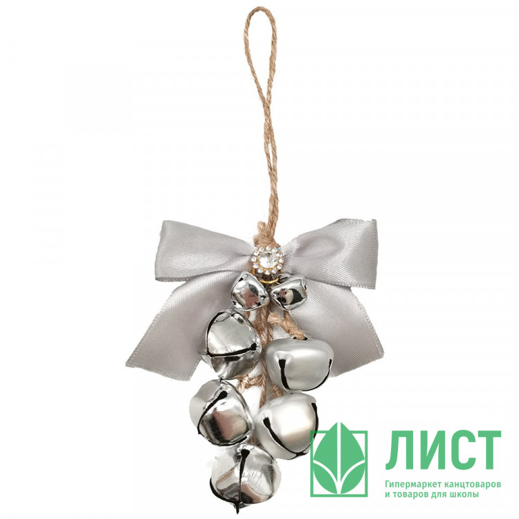 Украшение декор.подвеска металл. "Бубенчики с декором" 19*8см, гроздь цв.серебро арт.91036