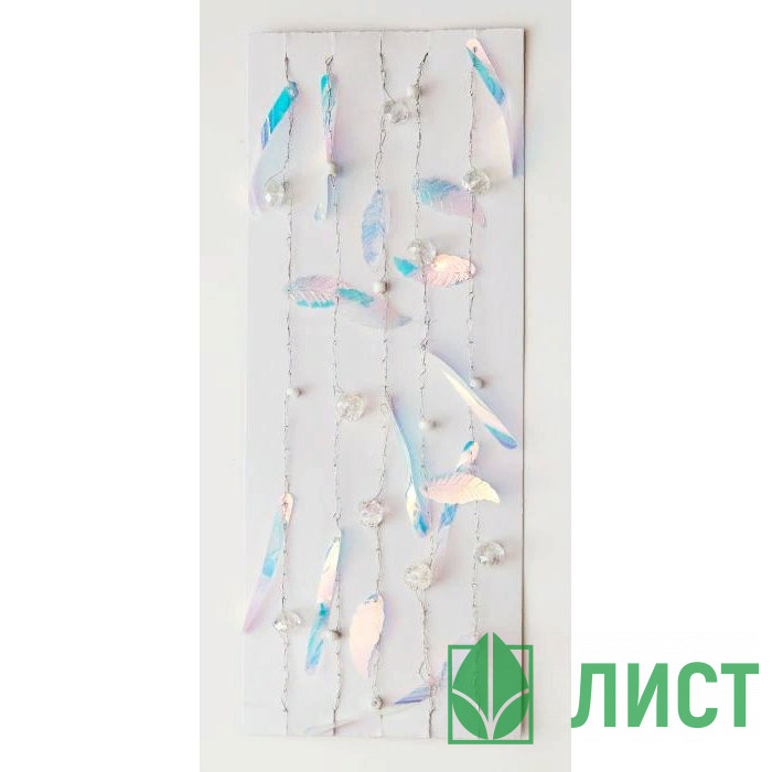 Украшение декоративное "Бусы" 120см листики/палочки арт.86401