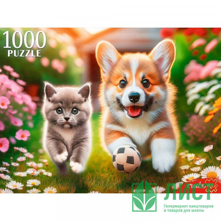 Пазл 1000 элементов Корги и британский котенок (РК) арт.ХП1000-8279