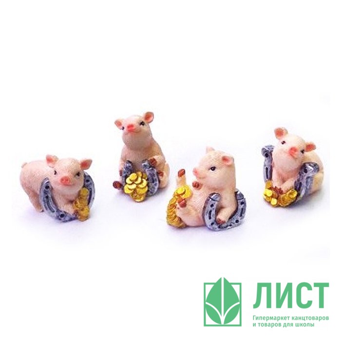 Статуэтка символ года Поросенок подковой в монетках 4см арт.200-365