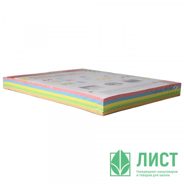 Бумага цветная А4 250л пастель МИКС 5 цветов 80г/м2 арт. (Ст.8)