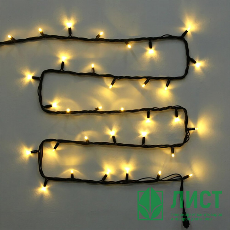 Гирлянда эл. уличная точечная 25м 300LED цв.тёплый белый 8реж (чёрный провод) IP-54 (можно соединять) арт.725-560