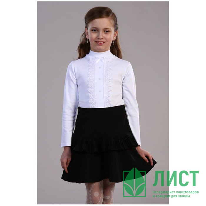 Джемпер для девочки трикотажный (Ликру) длинный рукав цвет голубой арт.1030 размер 128