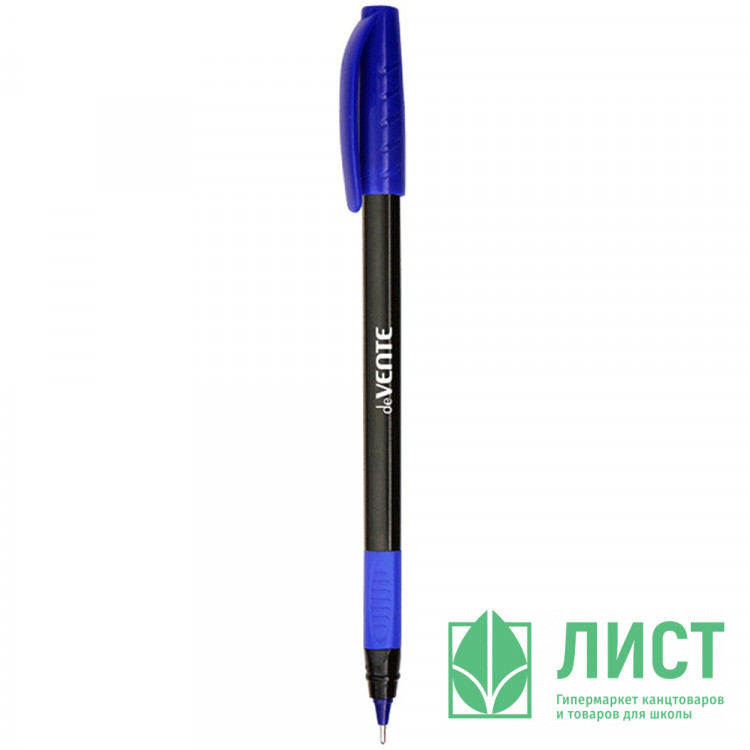 Ручка шариковая прозрачный корпус резиновый упор (deVENTE) Triolino Blacky. Speed Pro синий, 0,7мм, игла, масло арт.5073343 (Ст.)
