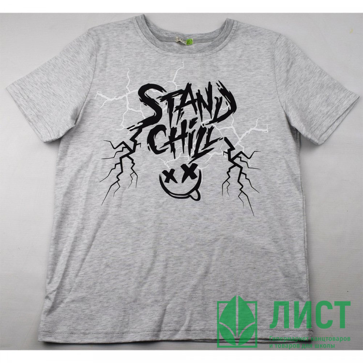 Футболка для мальчика арт.CLE 846591кд_п размер 34/134-42/158 цвет меланж светло-серый