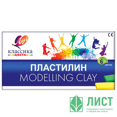 Пластилин 6 цветов 120 грамм (ЛУЧ) КЛАССИКА со стеком картонная коробка арт 12С878-08 Пластилин 6 цветов 120 грамм (ЛУЧ) КЛАССИКА со стеком картонная коробка арт 12С878-08