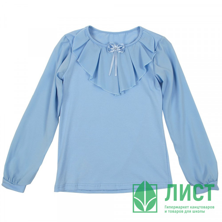 Джемпер для девочки трикотажный (Ликру) длинный рукав цвет голубой арт.0011 МИЛЕНУШКА размерный ряд 36/146-42/164