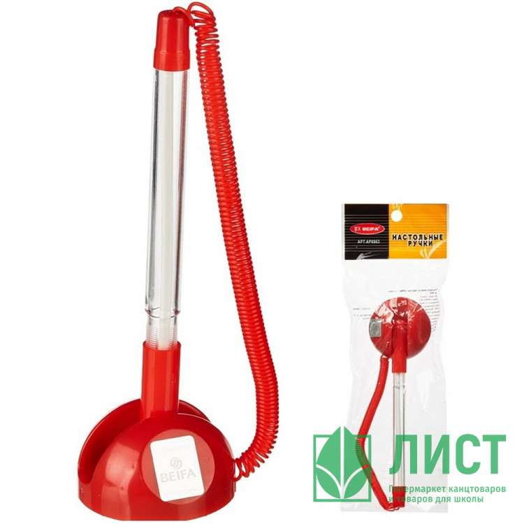 Ручка шариковая на липучке настольная (BEIFA) цвет корпуса/чернил красный арт.8863 (Ст.24)