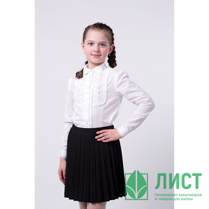 Блузка для девочки (Инфанта) длинный рукав цвет белый арт.0689 размер 38/146