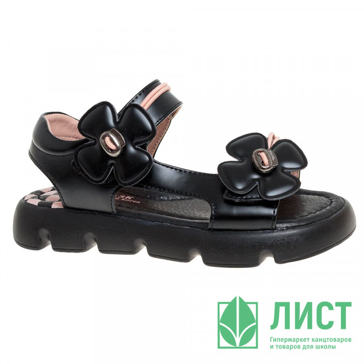 Босоножки для девочки (Сказка) цвет черный верх-искусственная кожа подкладка-натуральная кожа размерный ряд 32-37 арт.R253771615BK
