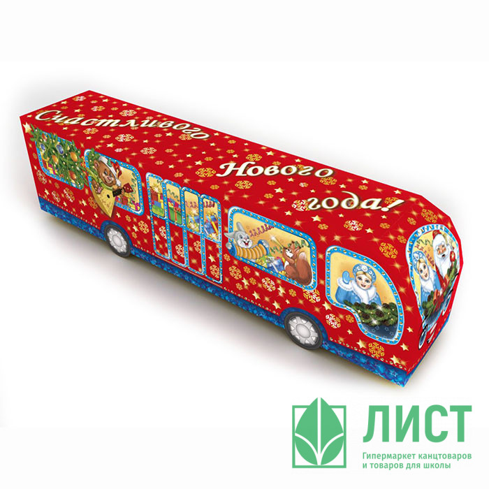 Коробка подарочная сборная для конфет 1-1,5кг "Автобус" 10*41см