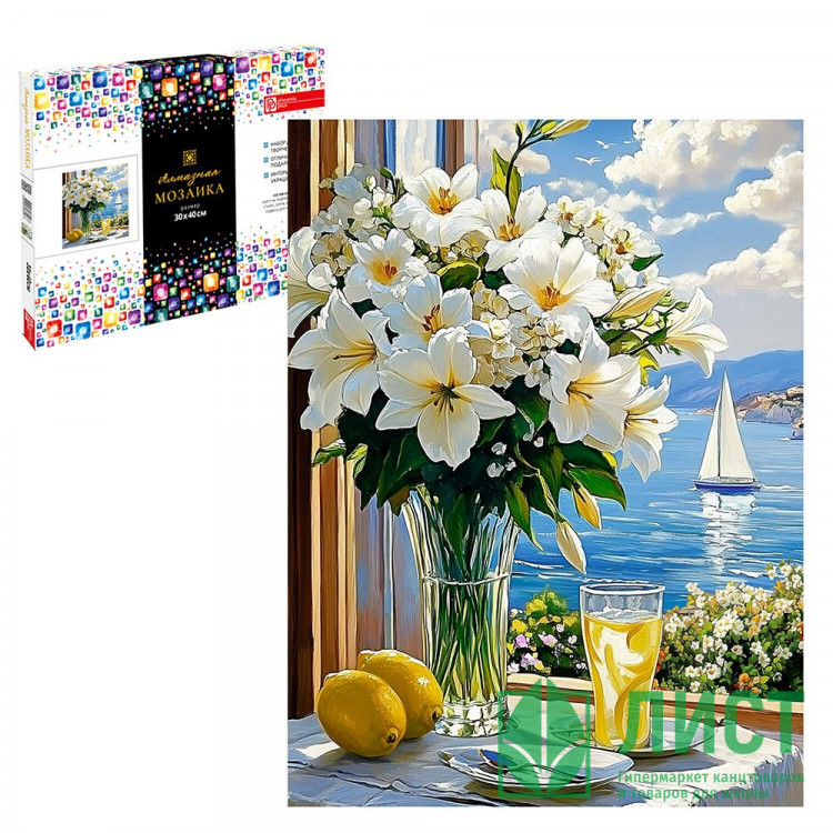 Алмазная мозаика 30х40см (Феникс) Букет лилий подрамник полное заполнение арт.70848